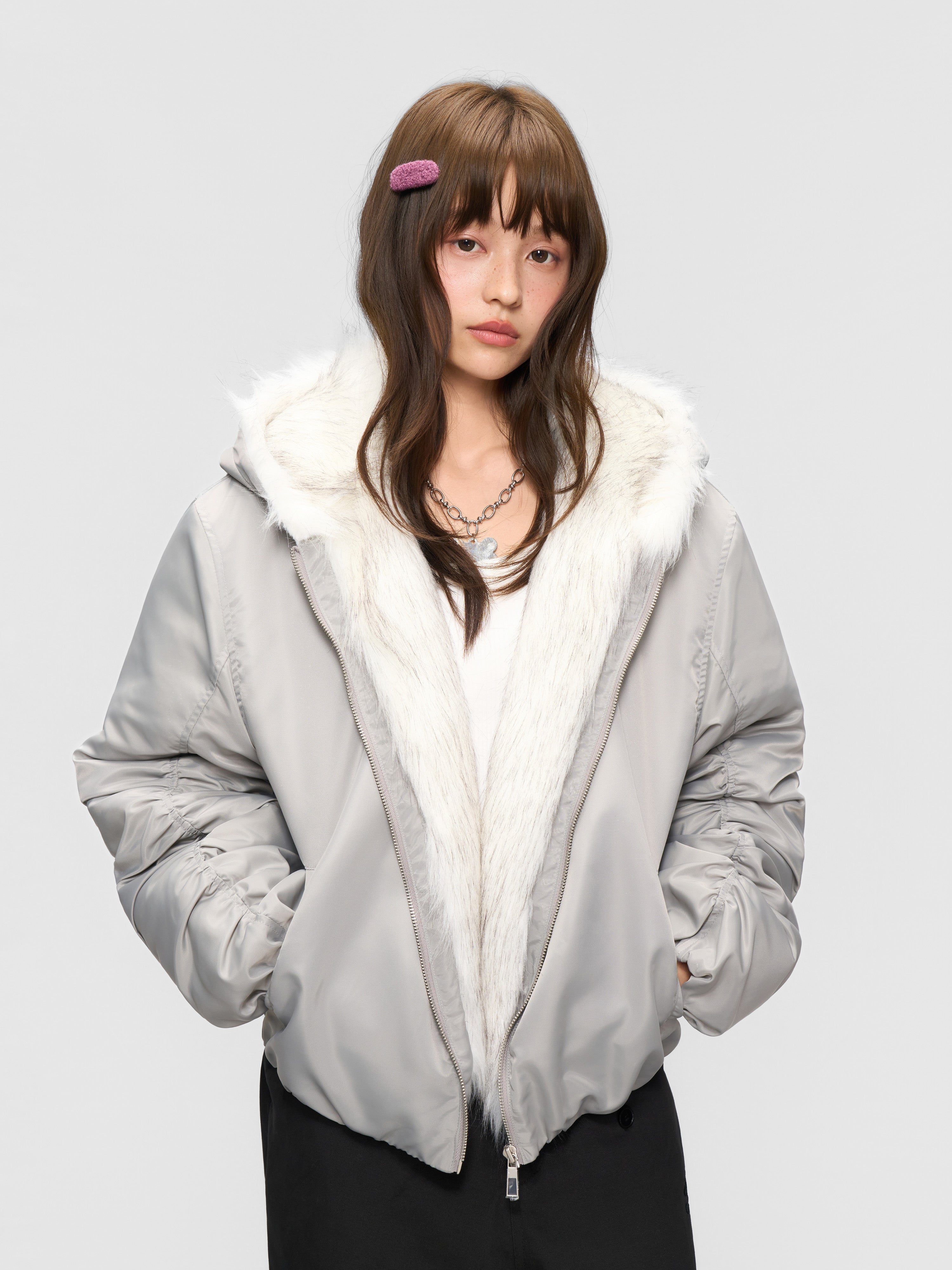 DONCARE(AFGK) "Fur trimmed hooded jacket" DONCARE(AFGK) "Fur trimmed hooded jacket"