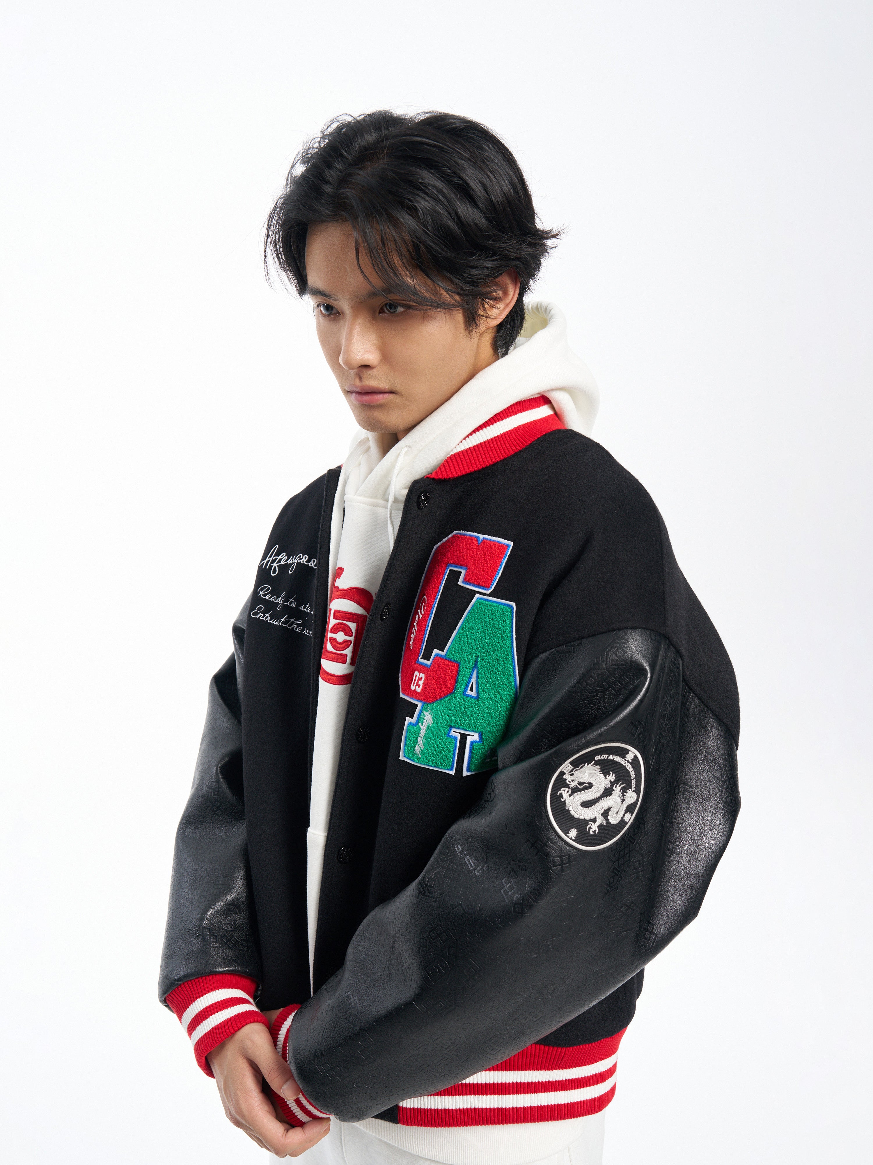 AFGK x CLOT "Dragon logo varsity jacket" AFGK x CLOT "Dragon logo varsity jacket"