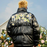 Daisy Embroidery PU Padded Jacket Daisy Embroidery PU Padded Jacket