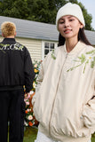 Floral Text Embroidered Bomber Jacket Floral Text Embroidered Bomber Jacket