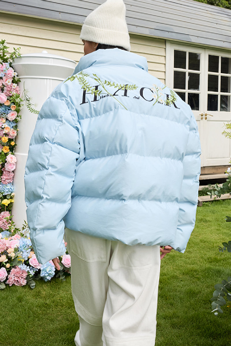 Floral Embroidered Loose Padded Jacket Floral Embroidered Loose Padded Jacket