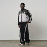 Contrast Splicing Striped Logo Jacket Contrast Splicing Striped Logo Jacket