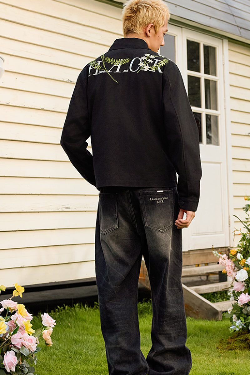 Minimalist Green Floral Embroidered Blazer Jacket Minimalist Green Floral Embroidered Blazer Jacket