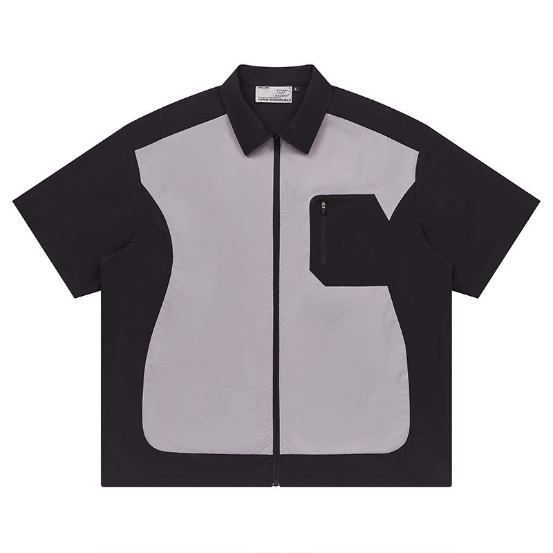 Contrast Stitching Deconstructed Zipper Shirt Contrast Stitching Deconstructed Zipper Shirt