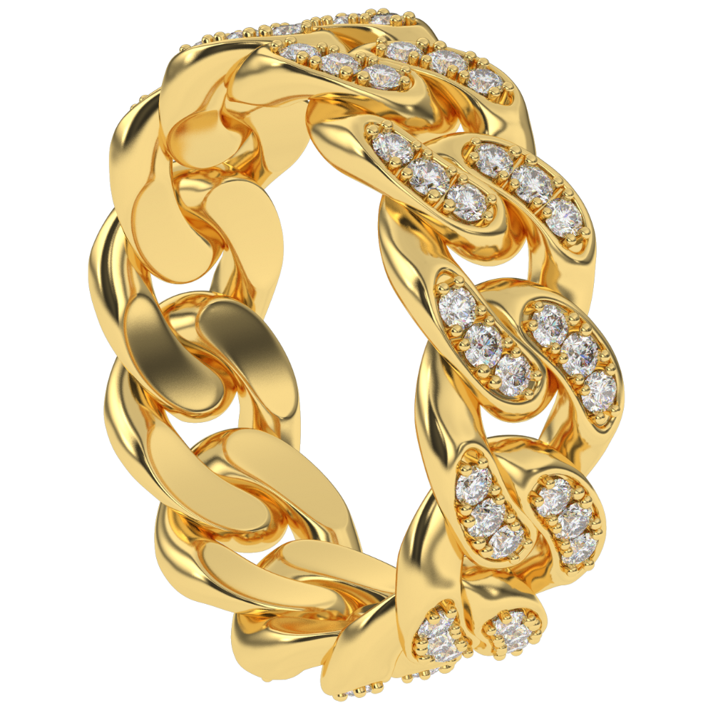 Diamond Cuban Link Ring 6mm Diamond Cuban Link Ring 6mm