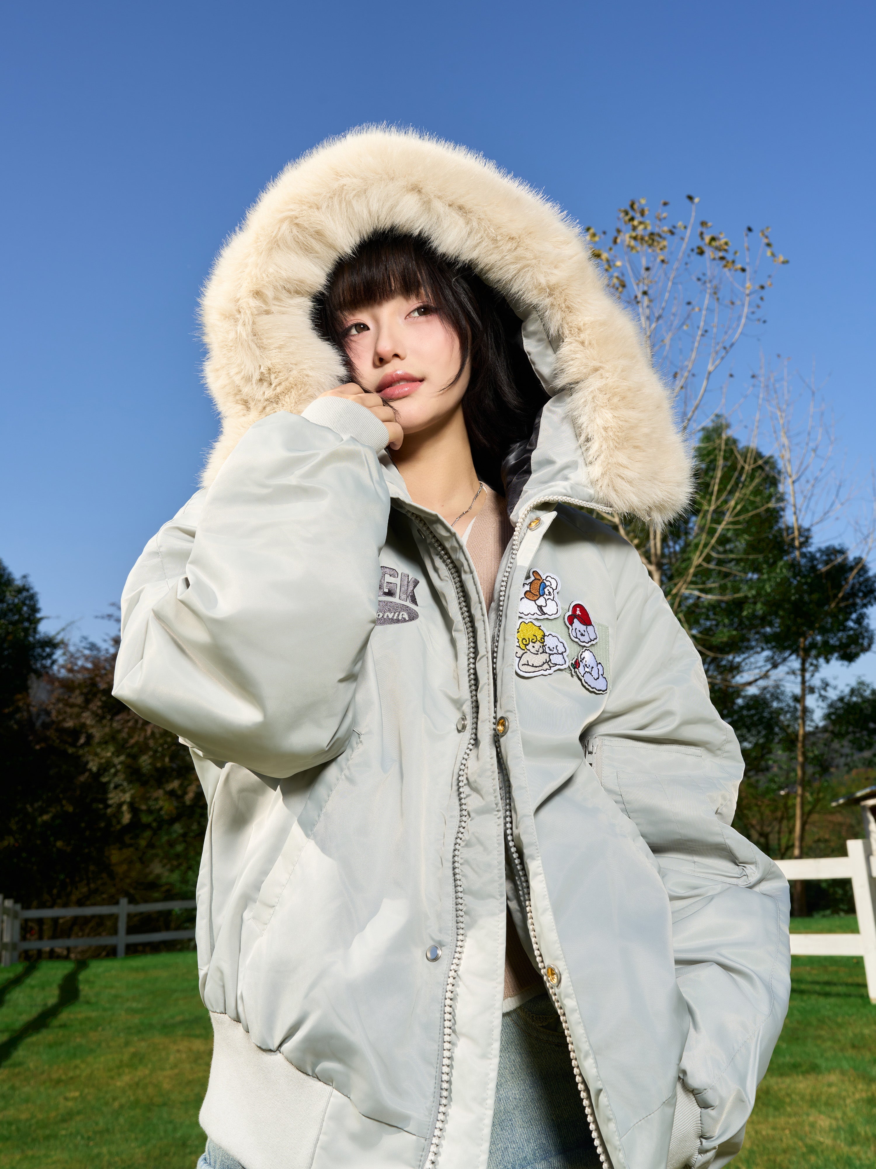 AFGK X TOMBONIA "Velcro logo fur jacket" AFGK X TOMBONIA "Velcro logo fur jacket"