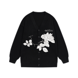 Rose Patches Knit Cardigan Sweater Rose Patches Knit Cardigan Sweater