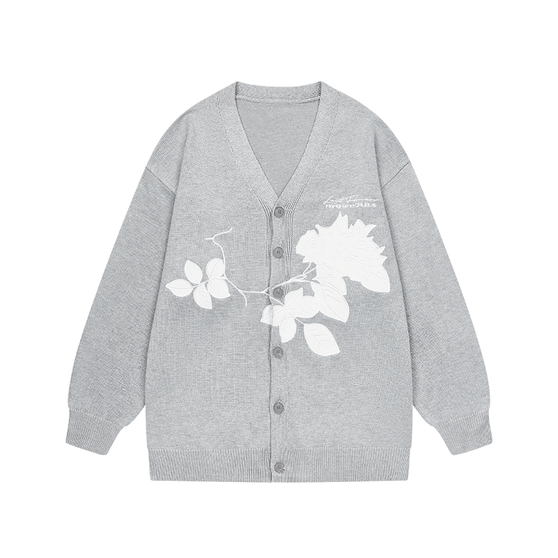 Rose Patches Knit Cardigan Sweater Rose Patches Knit Cardigan Sweater