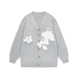 Rose Patches Knit Cardigan Sweater Rose Patches Knit Cardigan Sweater