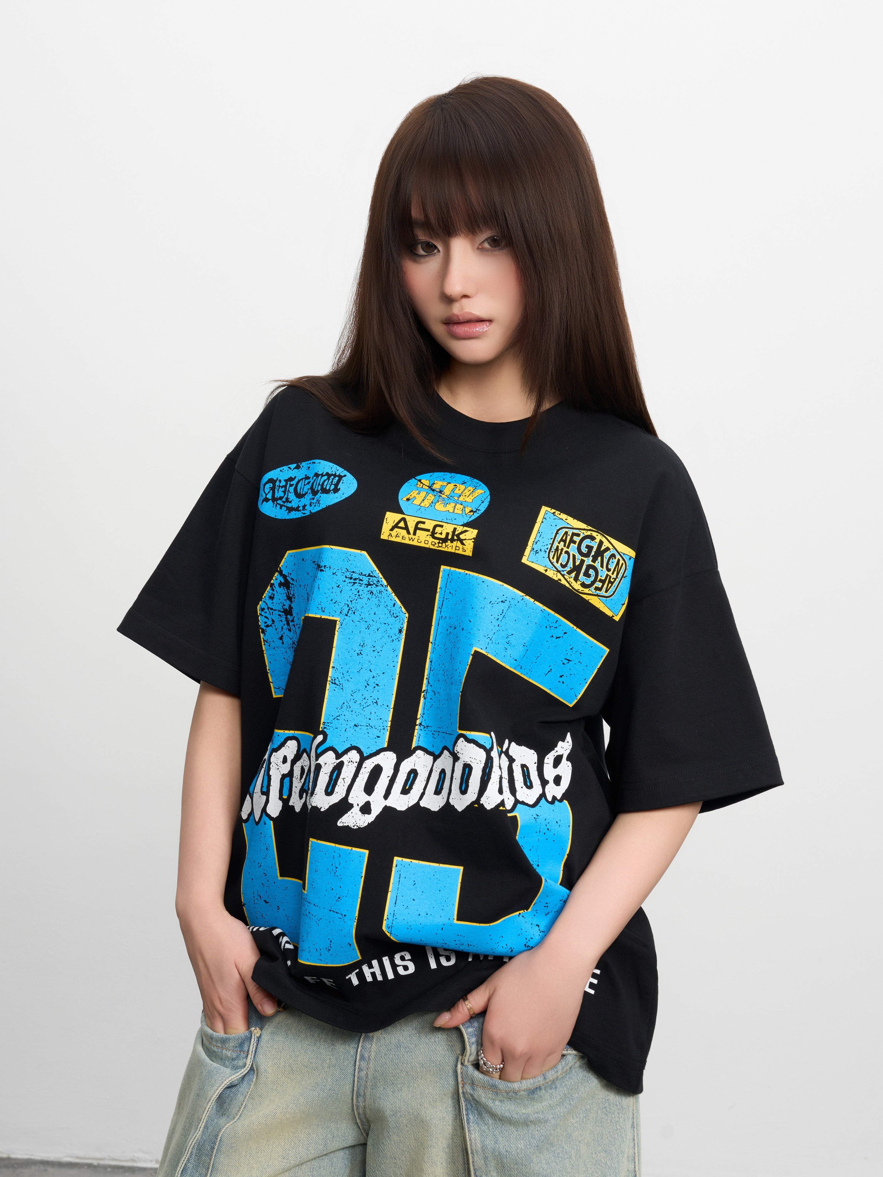 DONCARE(AFGK) "Vintage distressed logo tee" DONCARE(AFGK) "Vintage distressed logo tee"