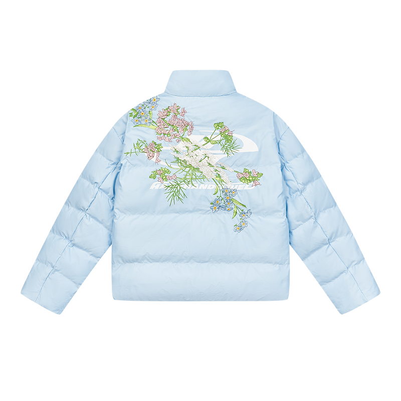 Floral Logo Embroidered Puffer Jacket Floral Logo Embroidered Puffer Jacket