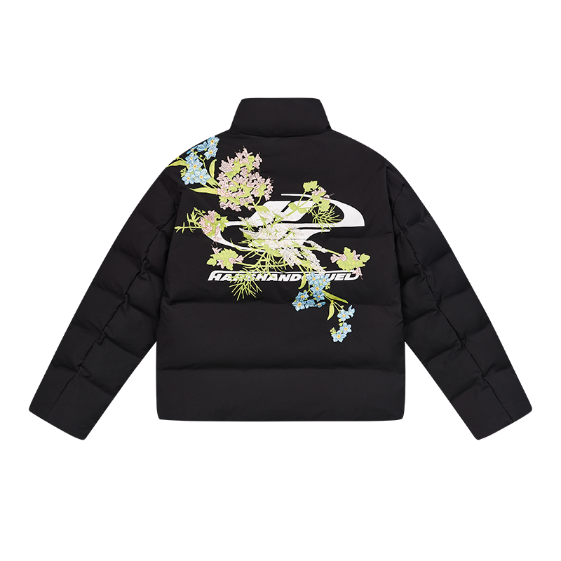 Floral Logo Embroidered Puffer Jacket Floral Logo Embroidered Puffer Jacket