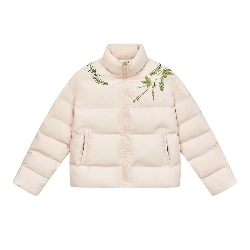 Floral Embroidered Loose Padded Jacket Floral Embroidered Loose Padded Jacket