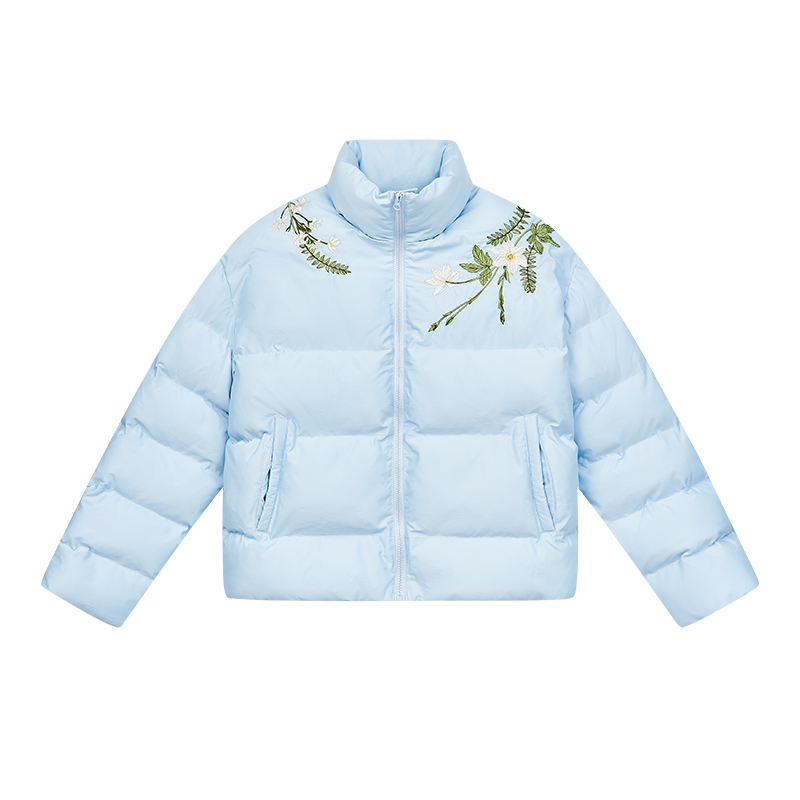 Floral Embroidered Loose Padded Jacket Floral Embroidered Loose Padded Jacket