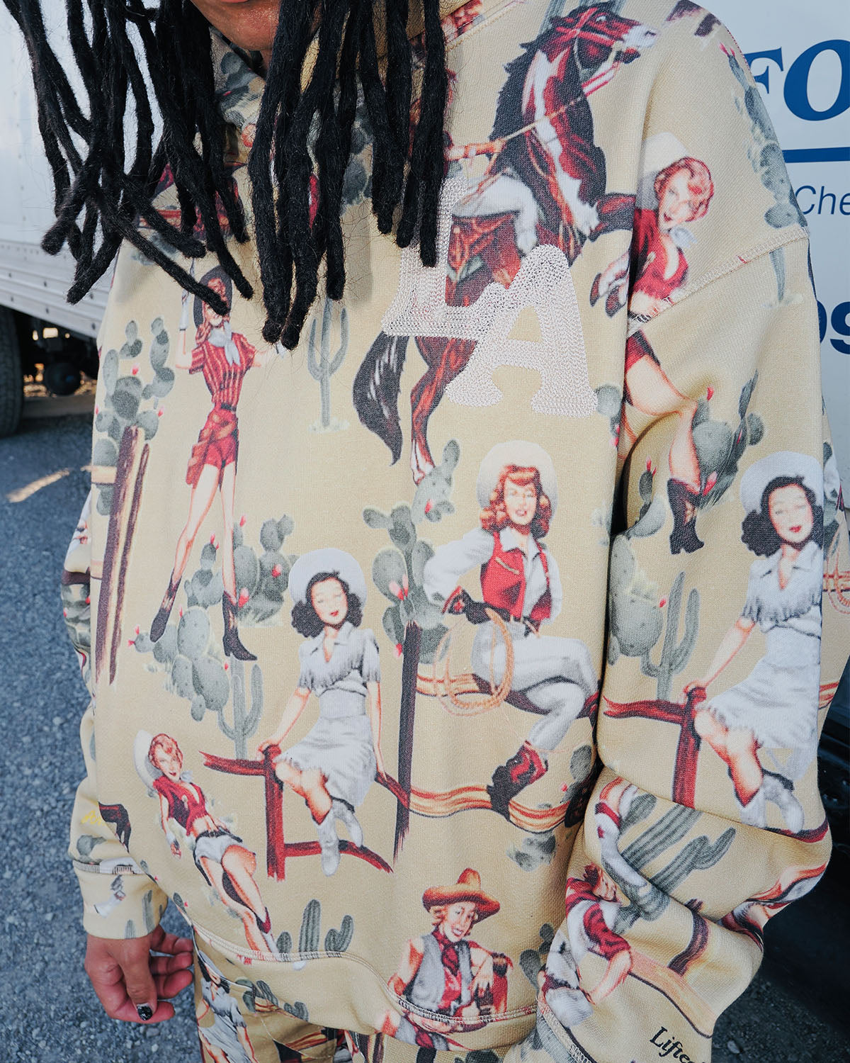 Jesse Allover Print Hoodie (Tan) Jesse Allover Print Hoodie (Tan)