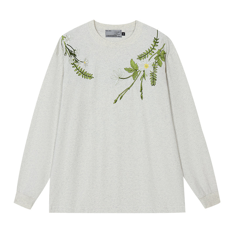 Botanical Embroidery Long Sleeve Tee Botanical Embroidery Long Sleeve Tee