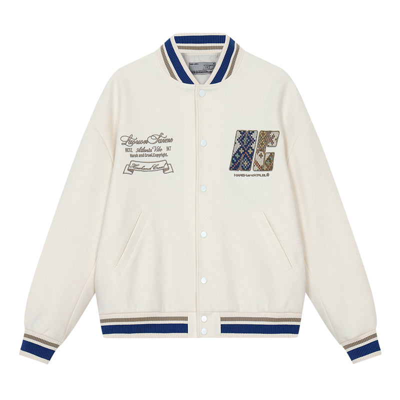 Tribal Script Patch Baseball Jacket Tribal Script Patch Baseball Jacket