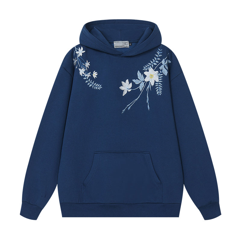 Floral Embroidery Fleece Hoodie Floral Embroidery Fleece Hoodie