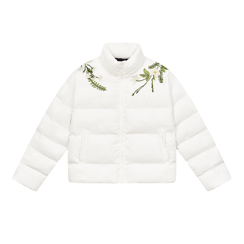 Floral Embroidered Loose Padded Jacket Floral Embroidered Loose Padded Jacket