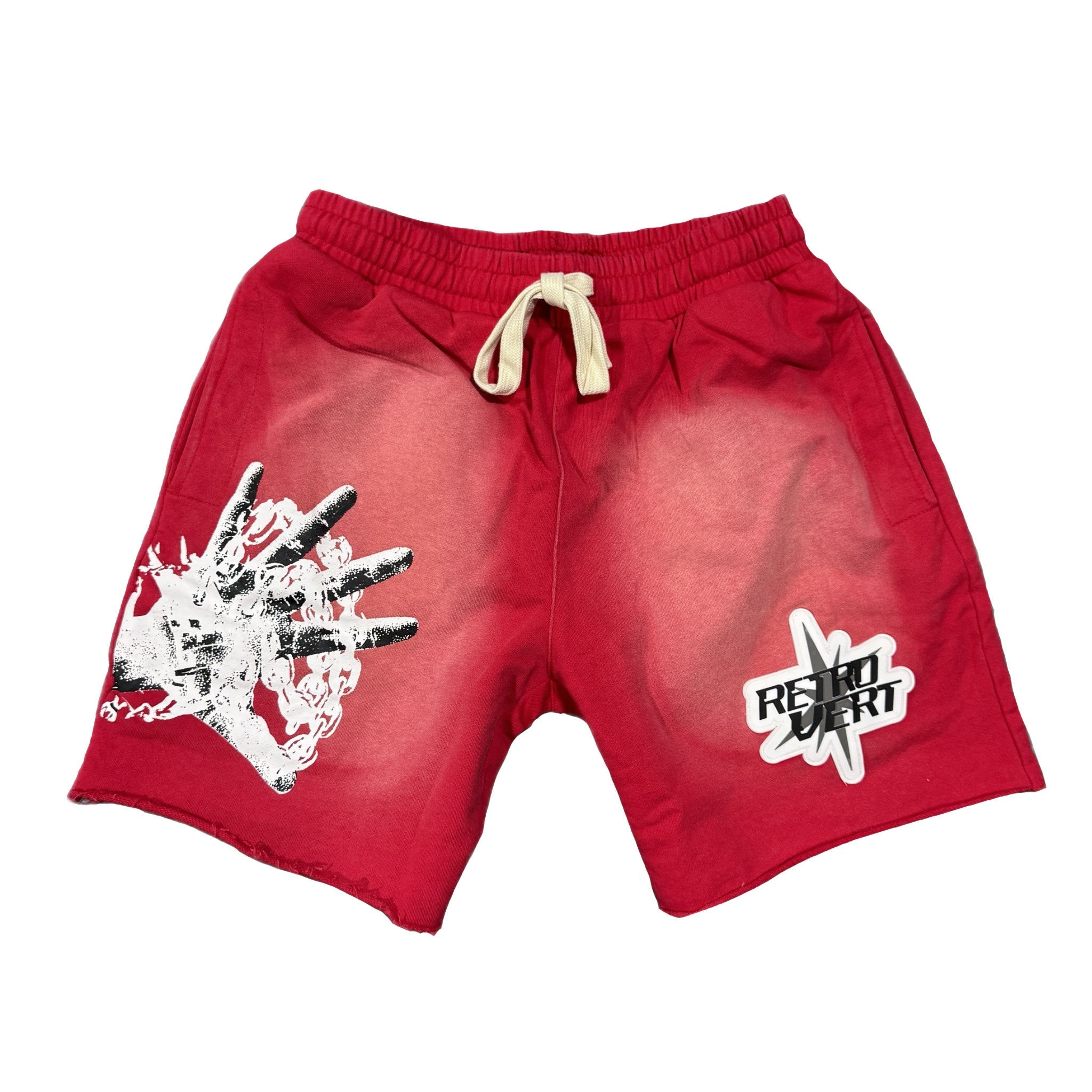 Spiked Hands Shorts Red Spiked Hands Shorts Red