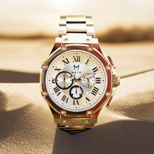 AM186SS - AMBASSADOR POLISH 18K PLATED / GOLD / SS BAND