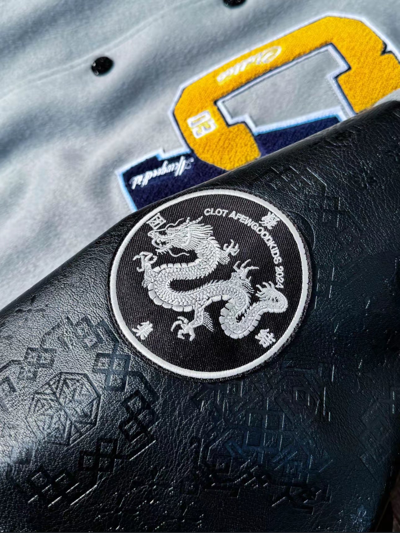 AFGK x CLOT "Dragon logo varsity jacket" AFGK x CLOT "Dragon logo varsity jacket"