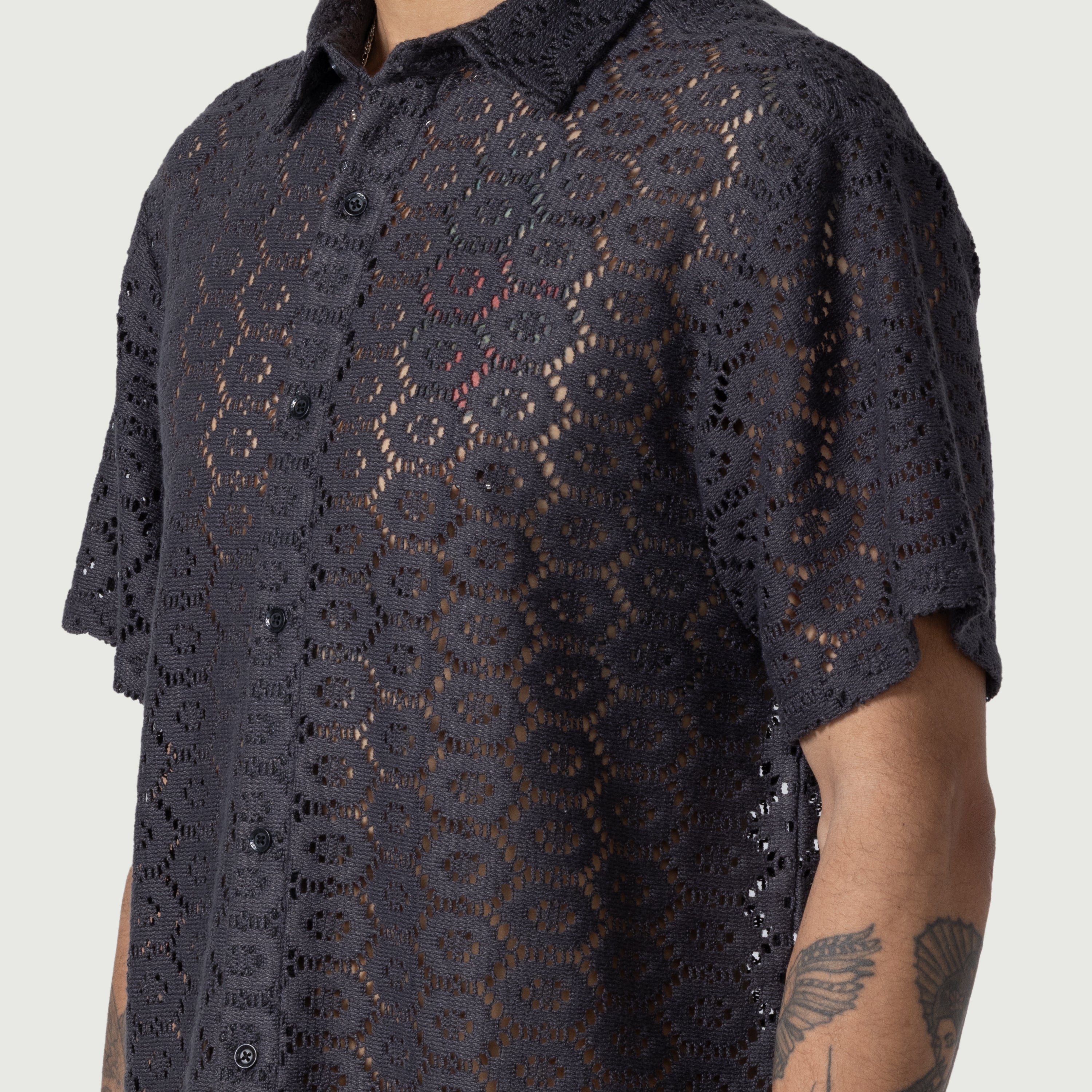 Crochet Button Up - Black Crochet Button Up - Black