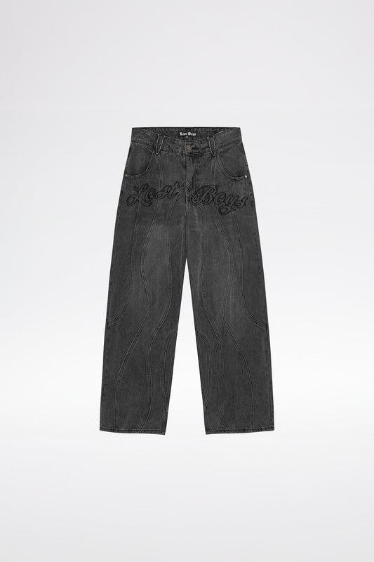 CURVY OUTERSEAM JEANS - Stonewashed Black