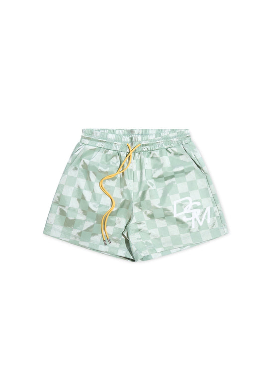 Checkered Nylon Short - Sage