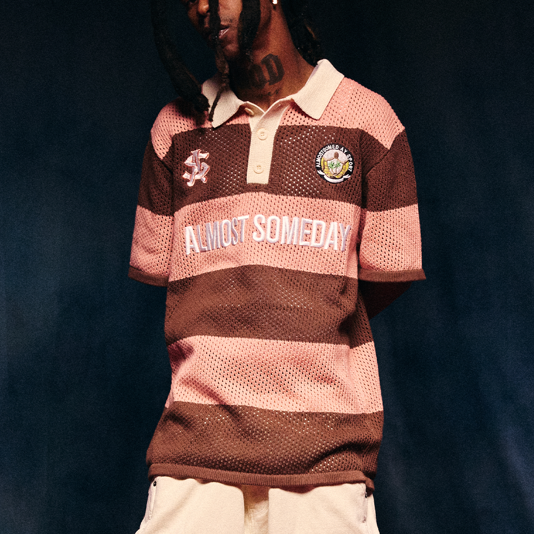 Crochet Knit Polo (Pink / Brown) Crochet Knit Polo (Pink / Brown)