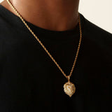 Diamond Lion Head Necklace Pendant & Rope Chain Diamond Lion Head Necklace Pendant & Rope Chain