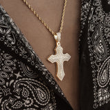Diamond Royal Cross Necklace Pendant & Rope Chain Diamond Royal Cross Necklace Pendant & Rope Chain