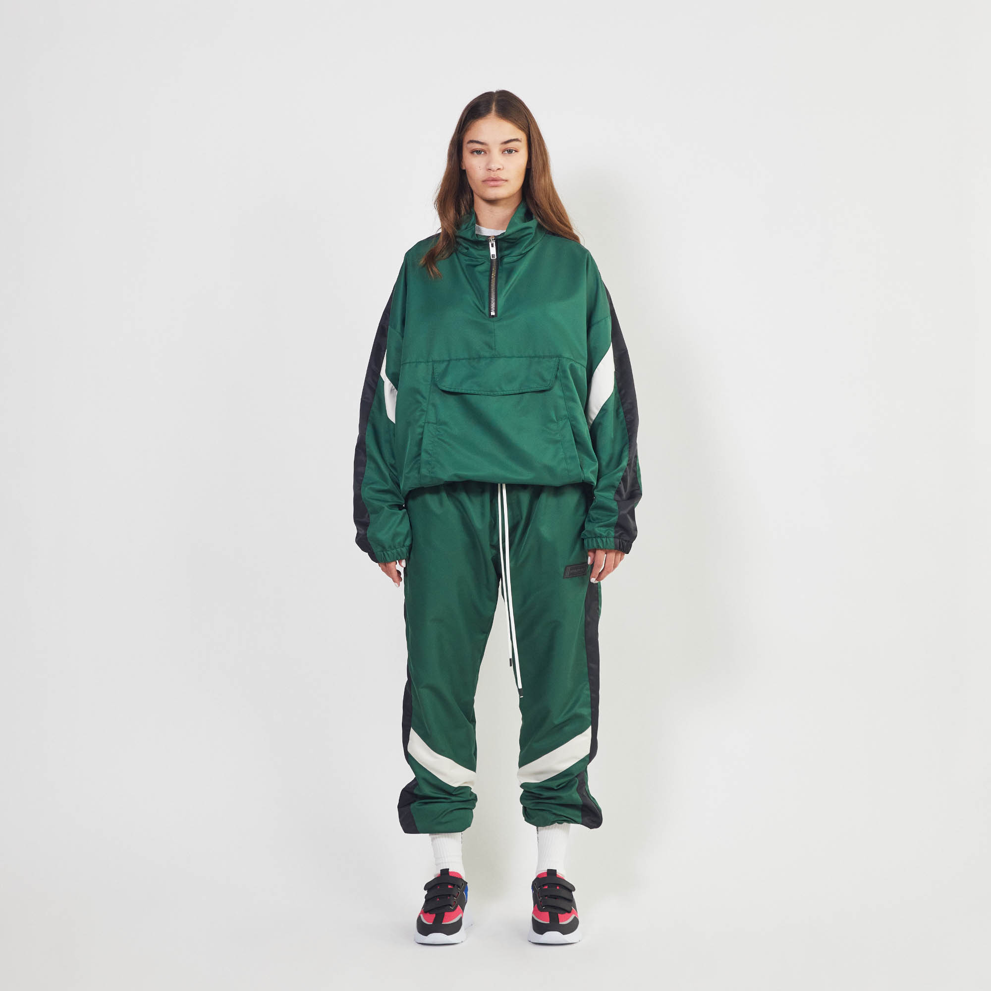 parachute track pant 2.5 / hunter green + black + ivory parachute track pant 2.5 / hunter green + black + ivory