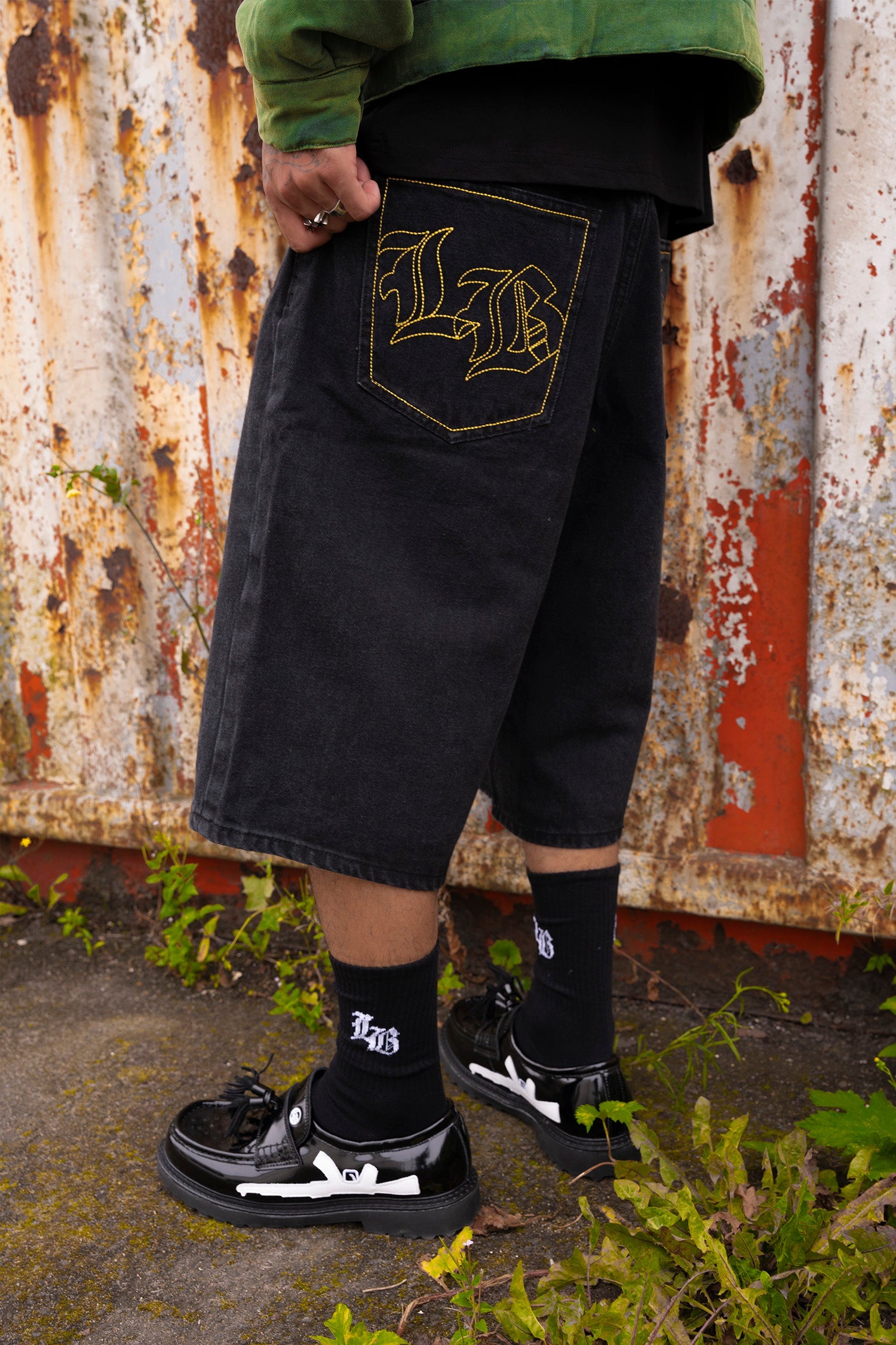 EMBROIDERY JORTS - Black EMBROIDERY JORTS - Black