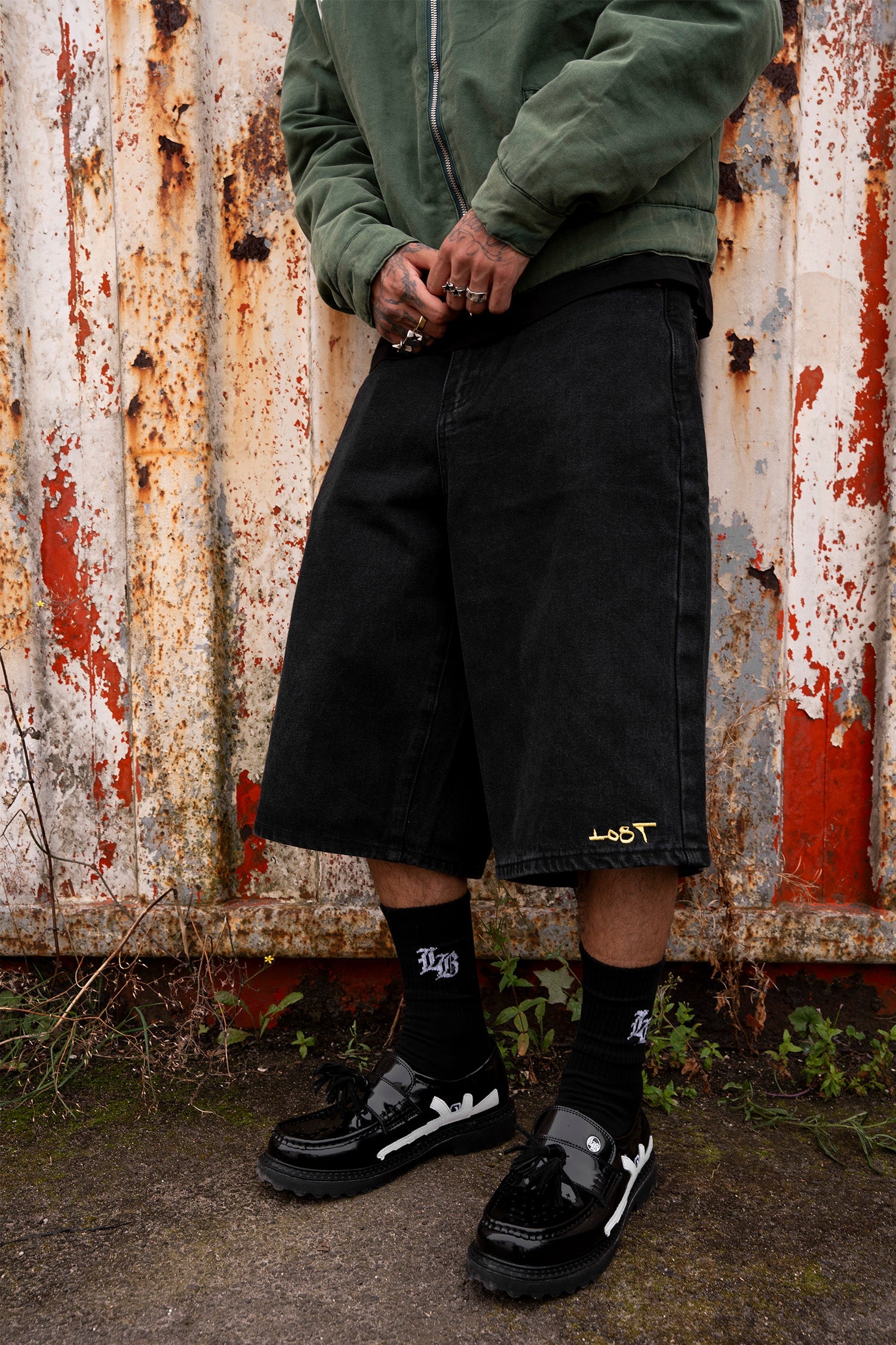 EMBROIDERY JORTS - Black EMBROIDERY JORTS - Black