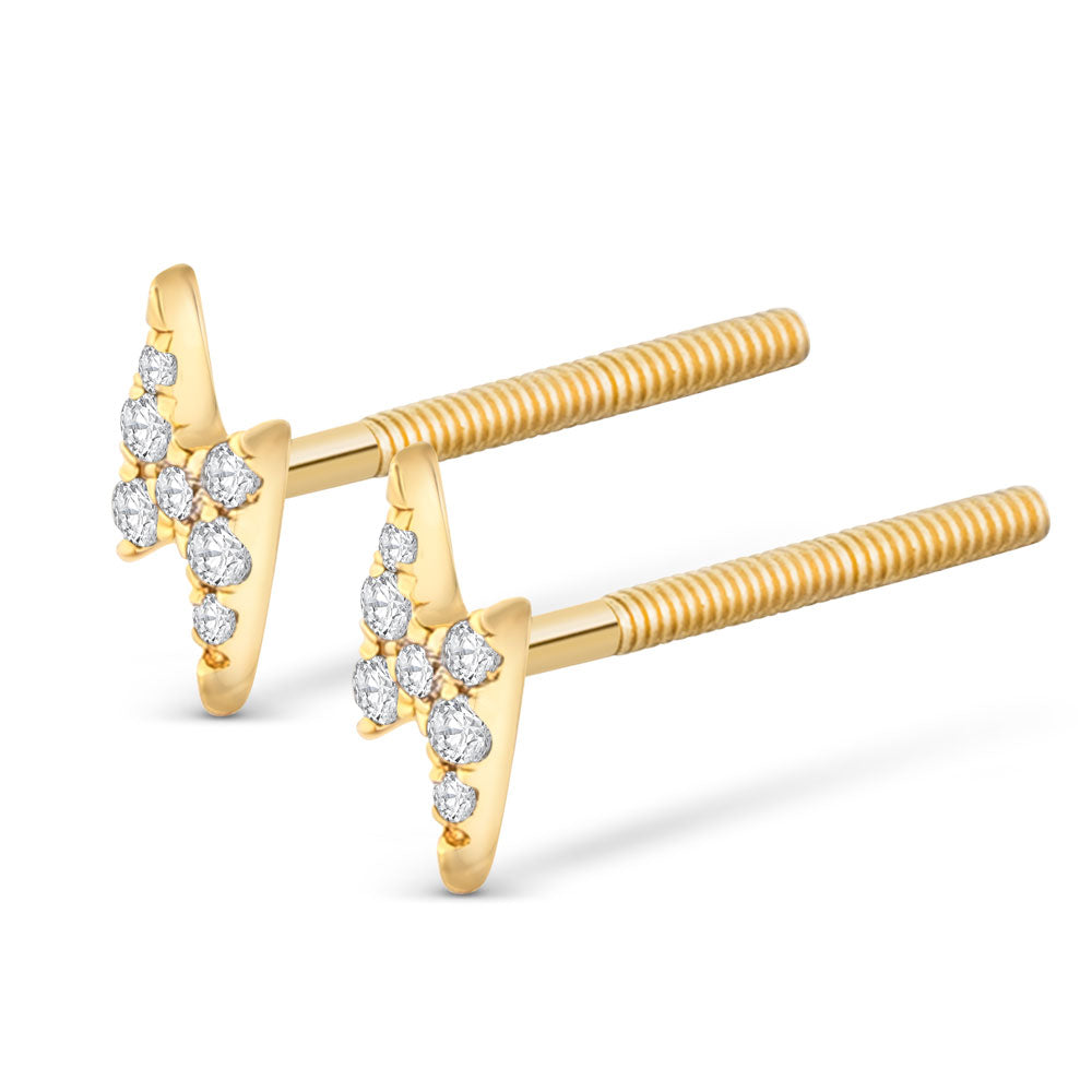 14k Solid Gold Diamond Lightning Bolt Men's Earrings .05CTW 14k Solid Gold Diamond Lightning Bolt Men's Earrings .05CTW