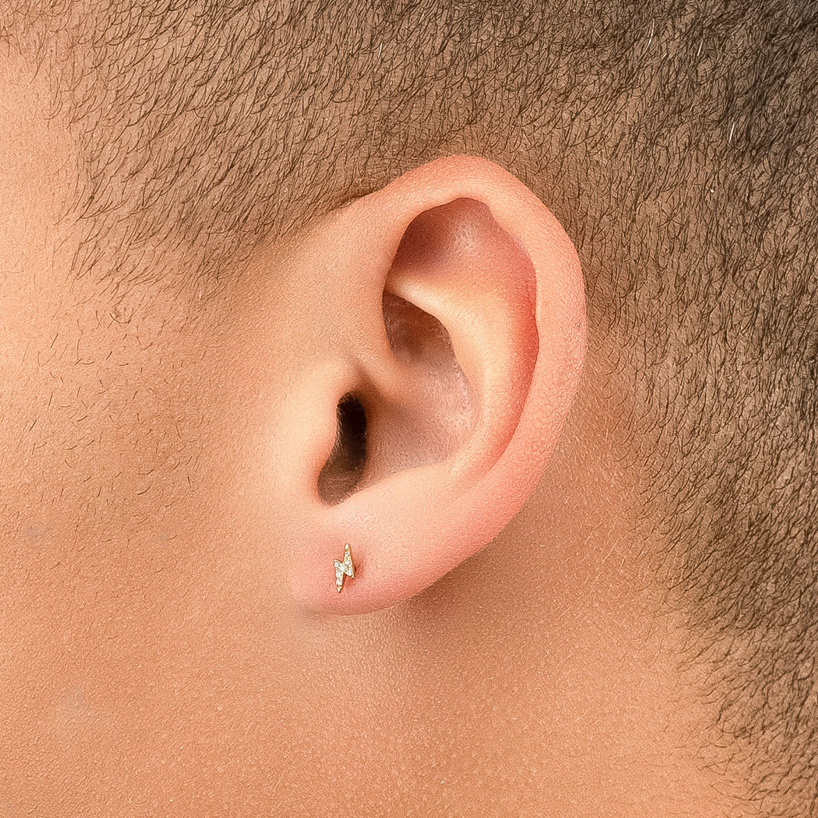 14k Solid Gold Diamond Lightning Bolt Men's Earrings .05CTW 14k Solid Gold Diamond Lightning Bolt Men's Earrings .05CTW