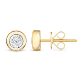 14k Solid Gold Diamond Illusion Round Stud Men's Earrings .25CTW 14k Solid Gold Diamond Illusion Round Stud Men's Earrings .25CTW