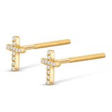 14k Solid Gold Diamond Cross Stud Earrings .05CTW 14k Solid Gold Diamond Cross Stud Earrings .05CTW