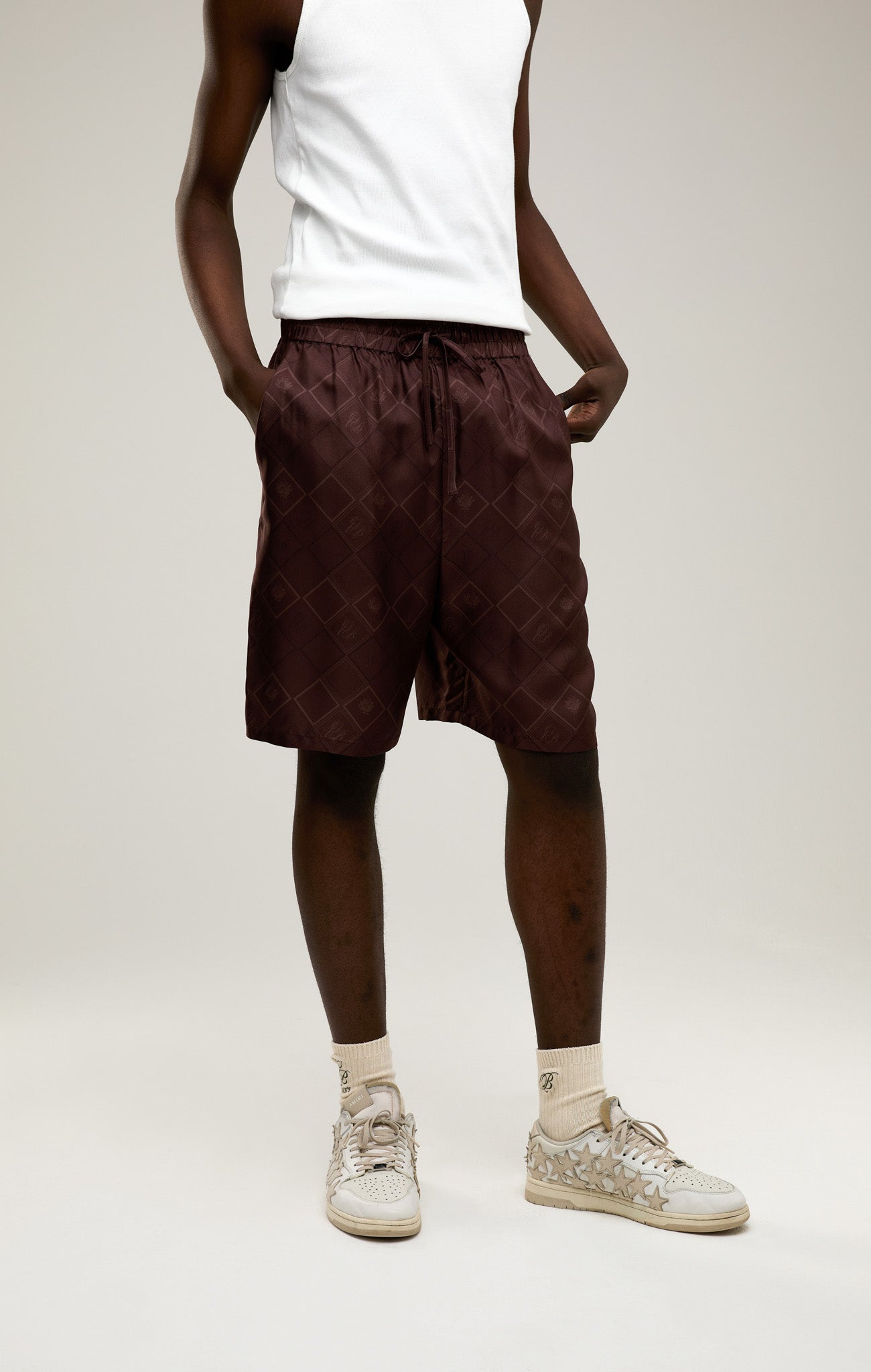 FADED MONOGRAM SILK SHORTS FADED MONOGRAM SILK SHORTS