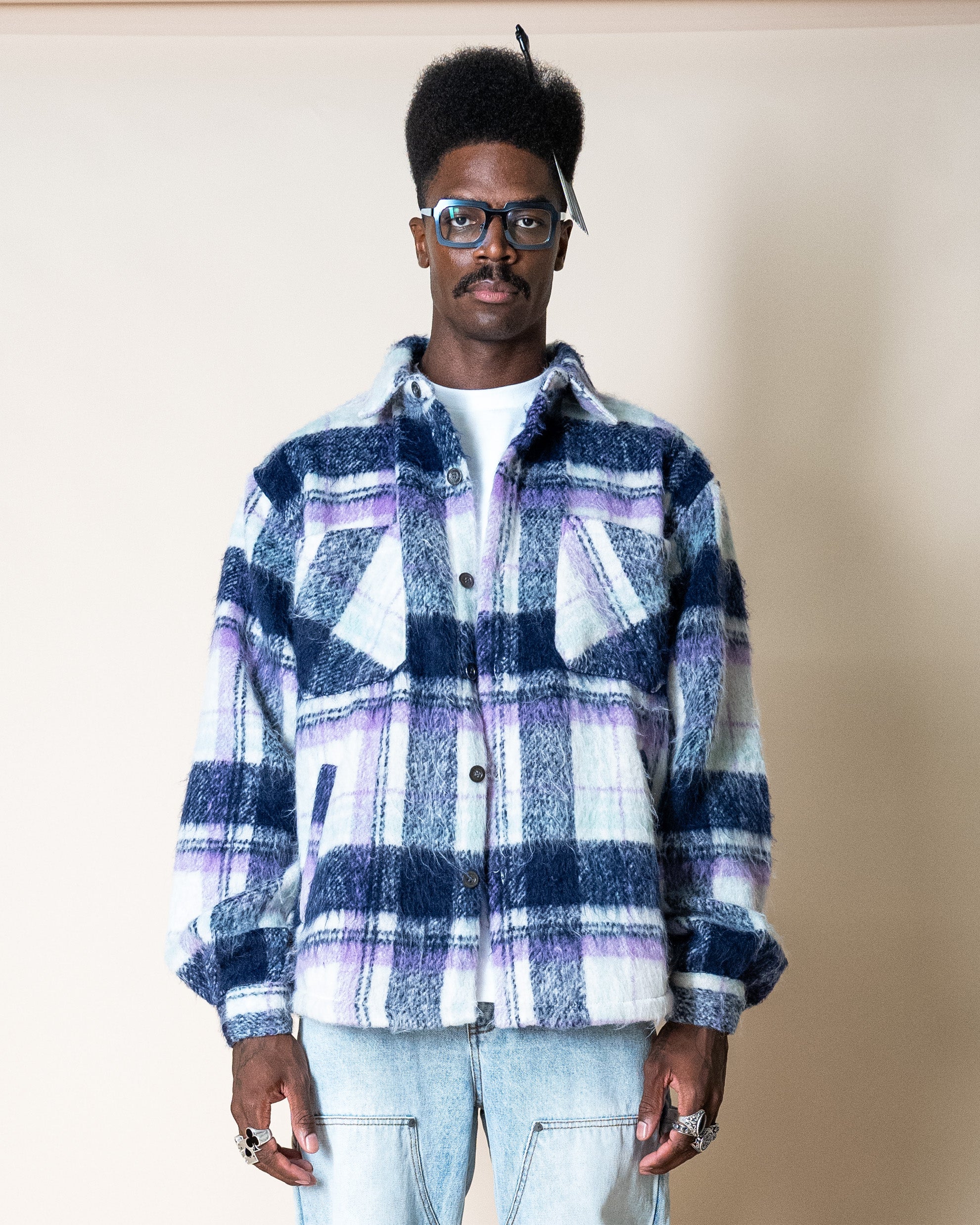 EPTM Side Slit Flannel - Purple/White EPTM Side Slit Flannel - Purple/White