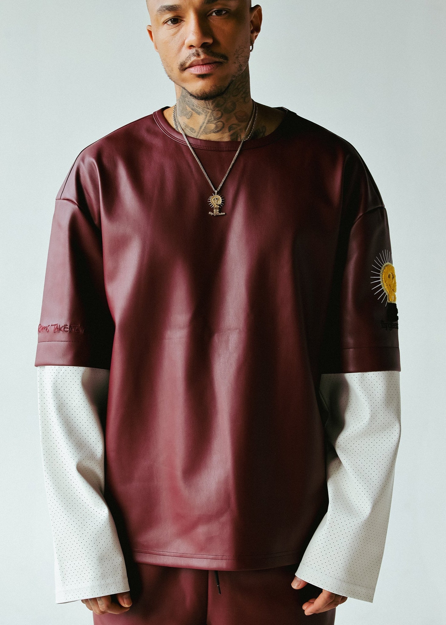 DOUBLE SLEEVE SHIRT | BURGUNDY+WHITE DOUBLE SLEEVE SHIRT | BURGUNDY+WHITE