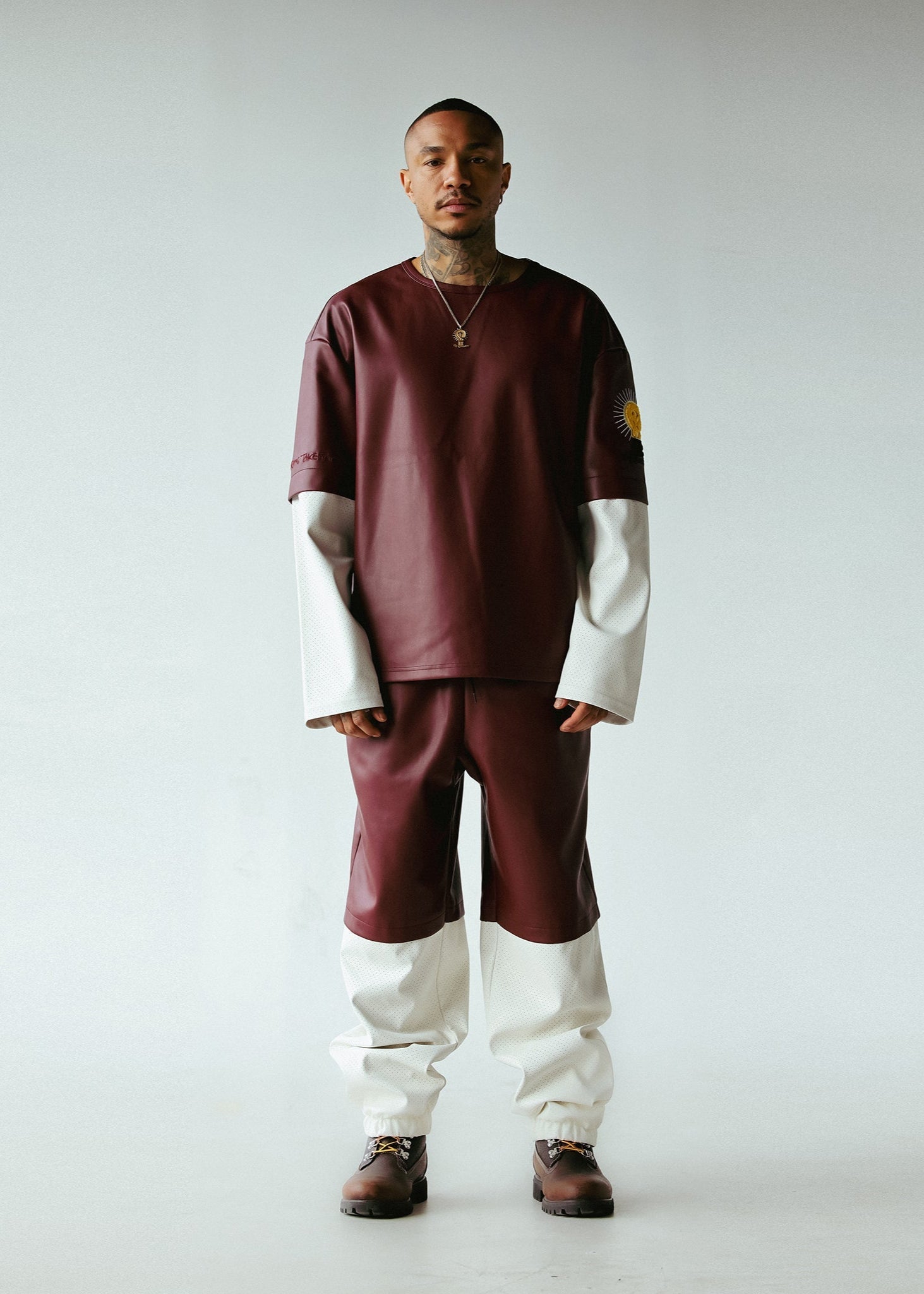 DOUBLE SLEEVE SHIRT | BURGUNDY+WHITE DOUBLE SLEEVE SHIRT | BURGUNDY+WHITE