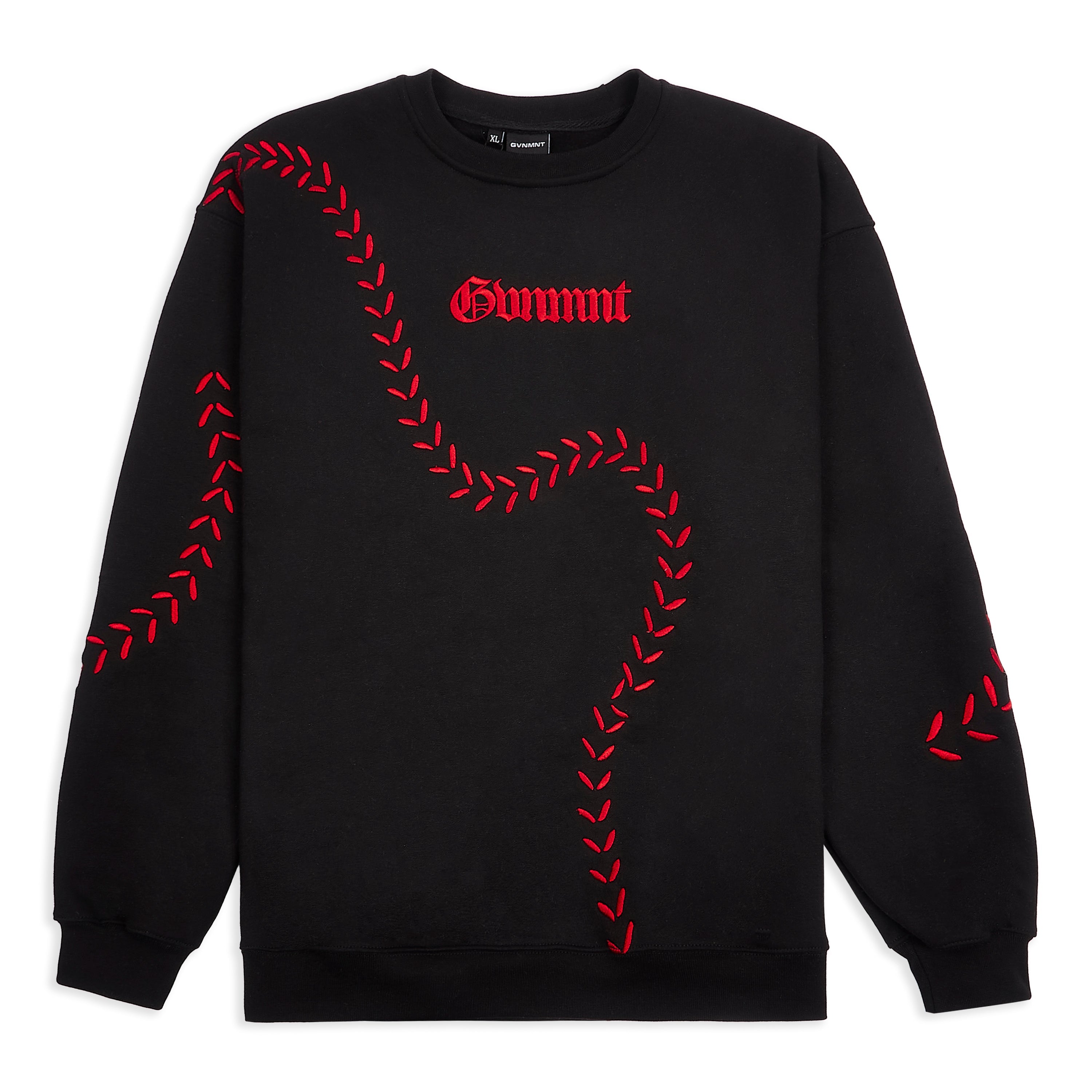 Baseball Stitch Sweatshirt - Black / Red Baseball Stitch Sweatshirt - Black / Red
