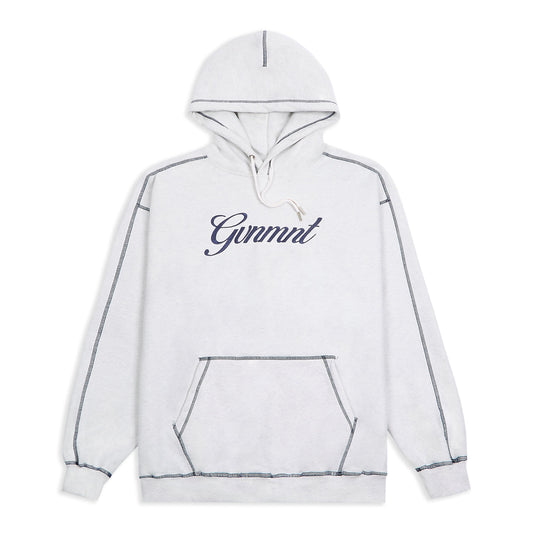 Scripted Embroidered Hoodie - Light Heather / Navy