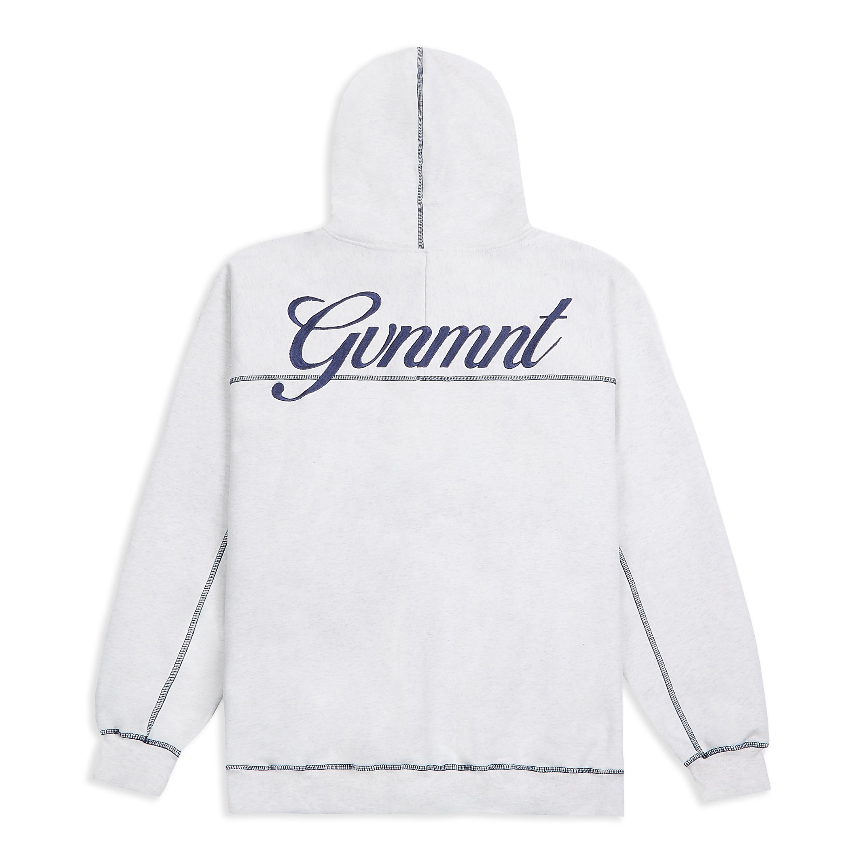 Scripted Embroidered Hoodie - Light Heather / Navy Scripted Embroidered Hoodie - Light Heather / Navy