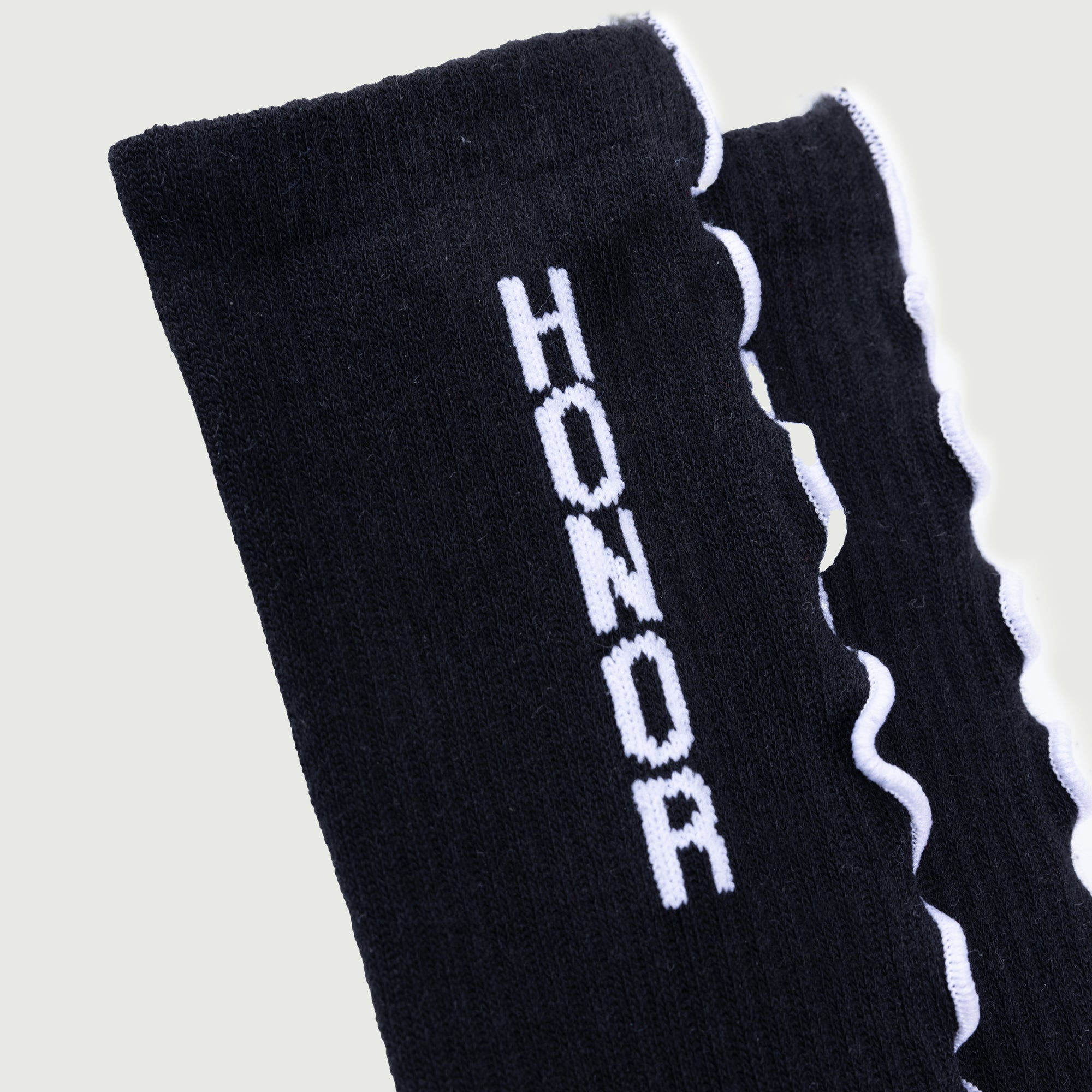 Embroidery Edge Ribbed Sock - Black Embroidery Edge Ribbed Sock - Black