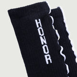 Embroidery Edge Ribbed Sock - Black Embroidery Edge Ribbed Sock - Black