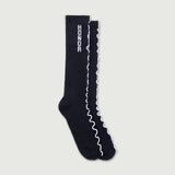 Embroidery Edge Ribbed Sock - Black Embroidery Edge Ribbed Sock - Black