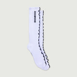 Embroidery Edge Ribbed Sock - White Embroidery Edge Ribbed Sock - White